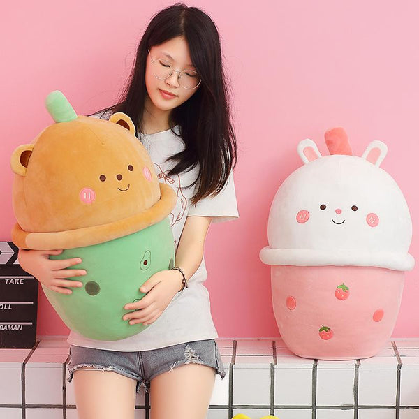 Cute pearl milk tea cup pillow cartoon animal plush Plushies